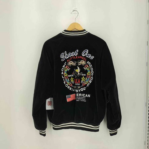 Shoot One  90s AMERICANロゴ 龍柄 刺繍 ベロア スカジャン メンズ import:L